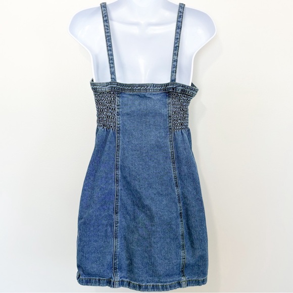 PacSun Denim Button Front Mini Dress Sweetheart Neckline Size Small - Picture 3 of 8